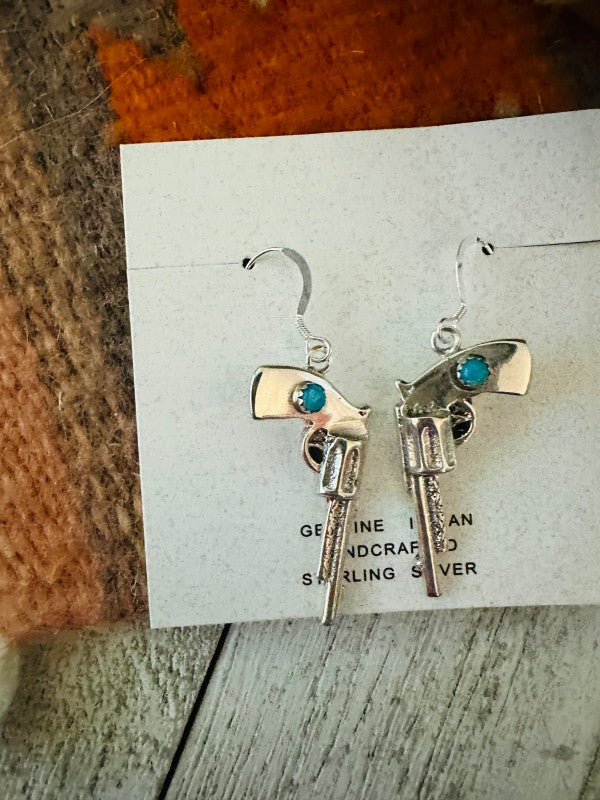 Handcrafted Turquoise And Sterling Silver Pistol D free shipping -Oh Em Gee Boutique