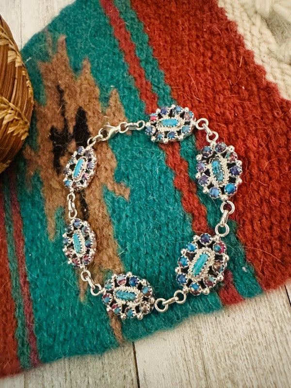 Navajo Pink Dream Mojave & Sterling Silver Link Bracelet free shipping -Oh Em Gee Boutique