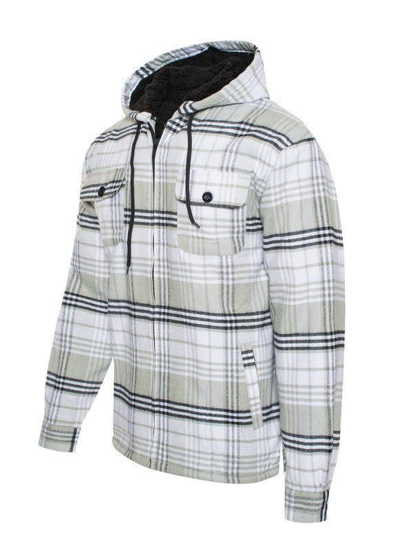 Men's Flannel Sherpa Lining Jacket free shipping -Oh Em Gee Boutique