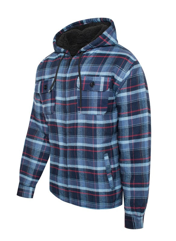 Men's Flannel Sherpa Lining Jacket free shipping -Oh Em Gee Boutique