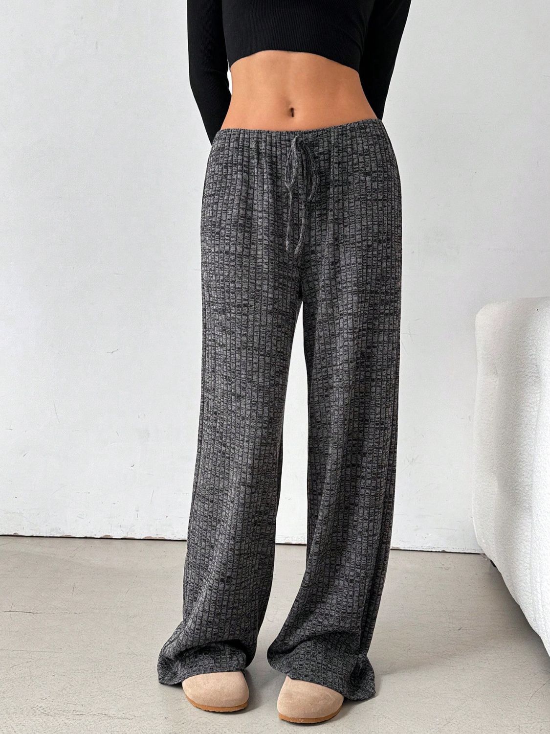 Tied Striped Wide Leg Pants free shipping -Oh Em Gee Boutique