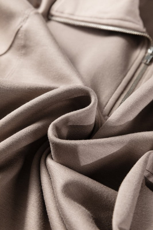 Solid Quarter-Zip Top and Drawstring Pants Set free shipping -Oh Em Gee Boutique