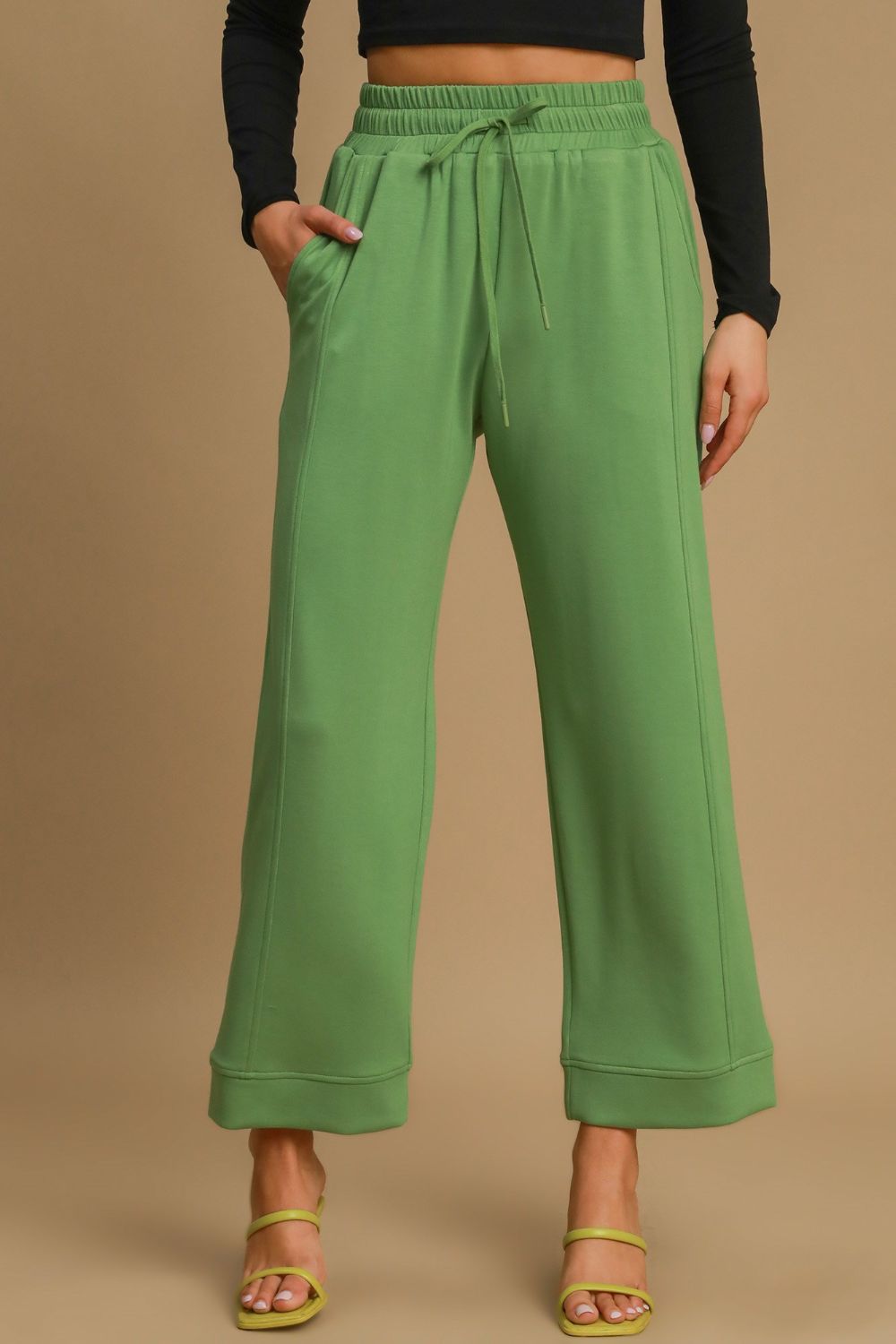 Umgee Drawstring Wide Leg Pants with Pockets free shipping -Oh Em Gee Boutique