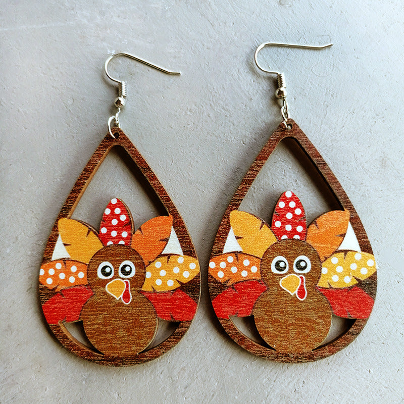 Thanksgiving Turkey Drop Earrings free shipping -Oh Em Gee Boutique