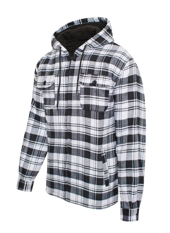 Men's Flannel Sherpa Lining Jacket free shipping -Oh Em Gee Boutique