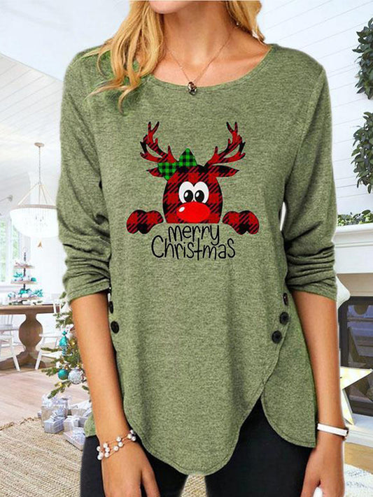 Full Size Reindeer Round Neck Long Sleeve T-Shirt free shipping -Oh Em Gee Boutique