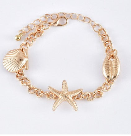 Gold Sea Shell Summer Bangle Bracelet Set free shipping -Oh Em Gee Boutique