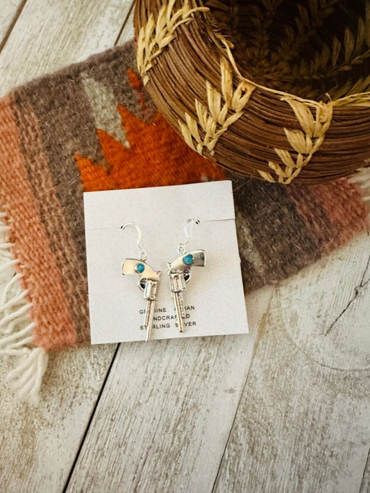 Handcrafted Turquoise And Sterling Silver Pistol D free shipping -Oh Em Gee Boutique