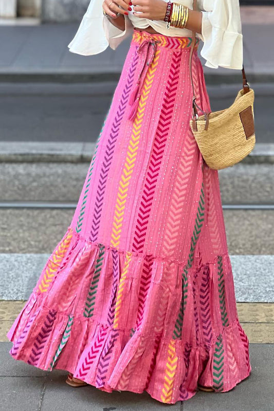 Drawstring Geometric High Waist Skirt free shipping -Oh Em Gee Boutique