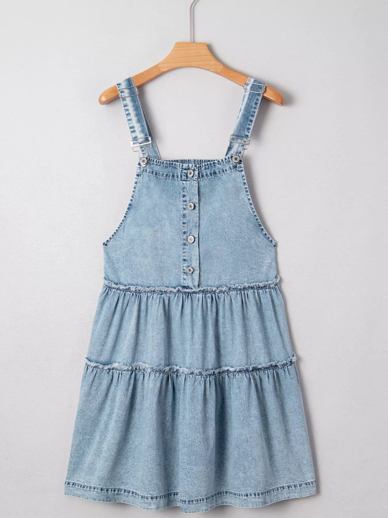 Tiered Flowy Overall Denim Dress free shipping -Oh Em Gee Boutique