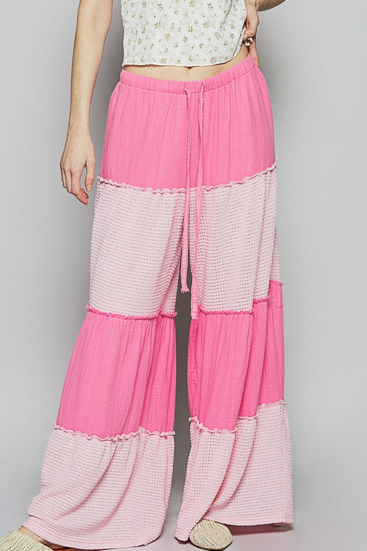 POL Two Tone Drawstring Wide Leg Pants free shipping -Oh Em Gee Boutique