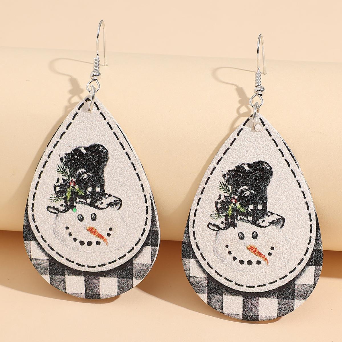 Snowman PU Leather Dangle Earrings free shipping -Oh Em Gee Boutique