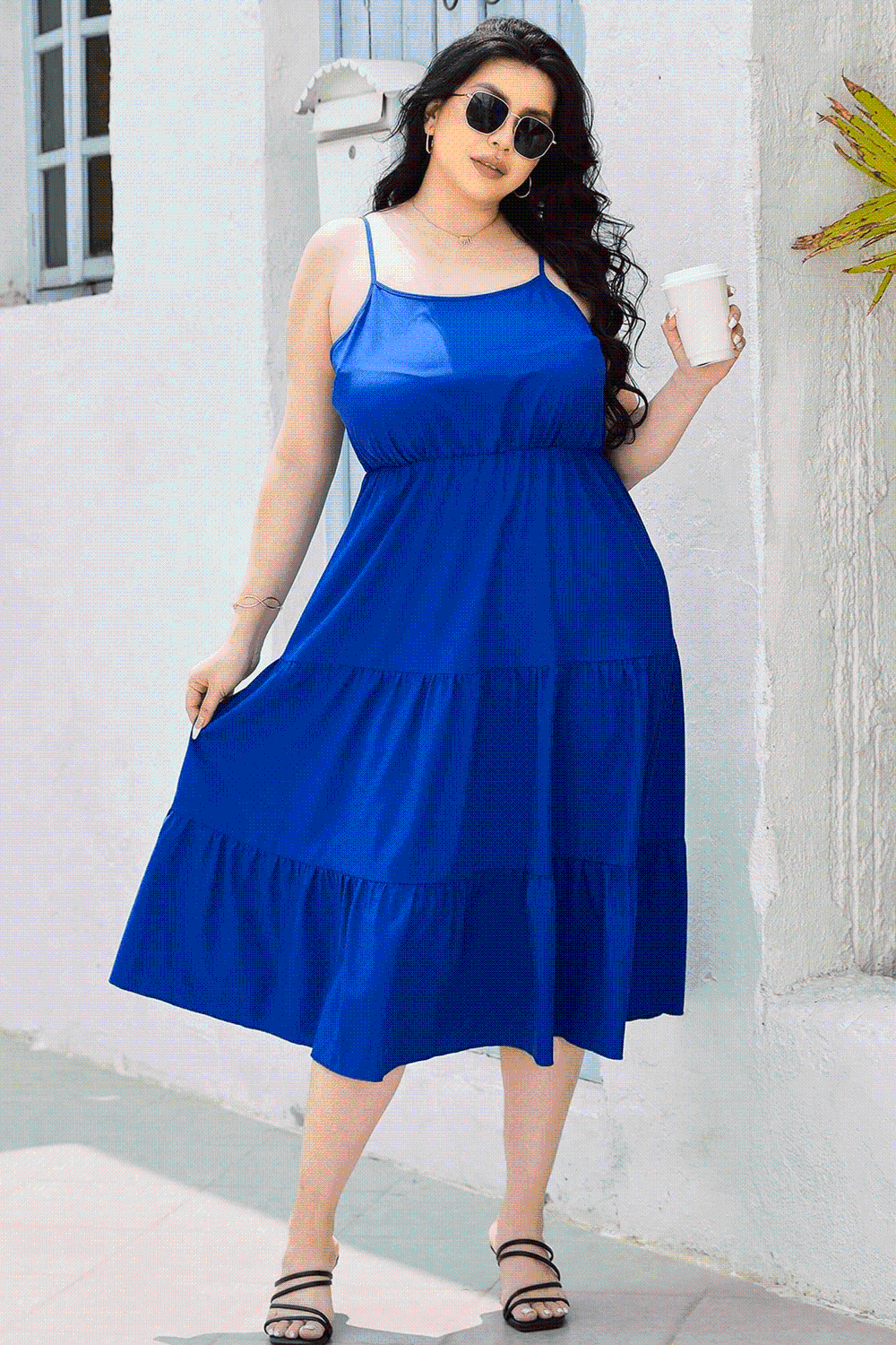 Plus Size Spaghetti Strap Tiered Dress free shipping -Oh Em Gee Boutique