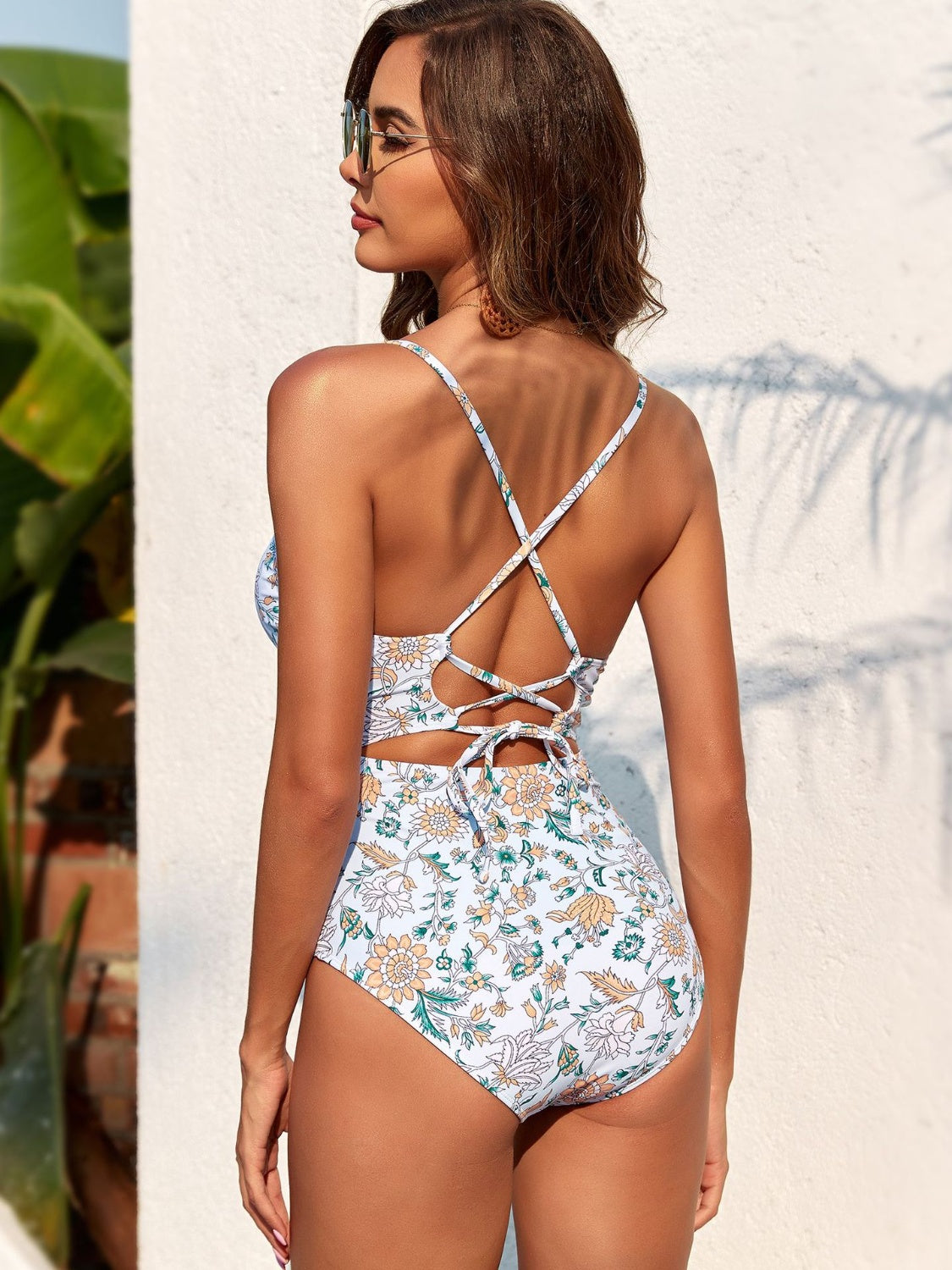 Printed Plunge One-Piece Swimwear and Cover-Up Set free shipping -Oh Em Gee Boutique
