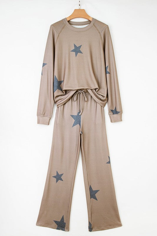 Star Top and Pants Lounge Set free shipping -Oh Em Gee Boutique