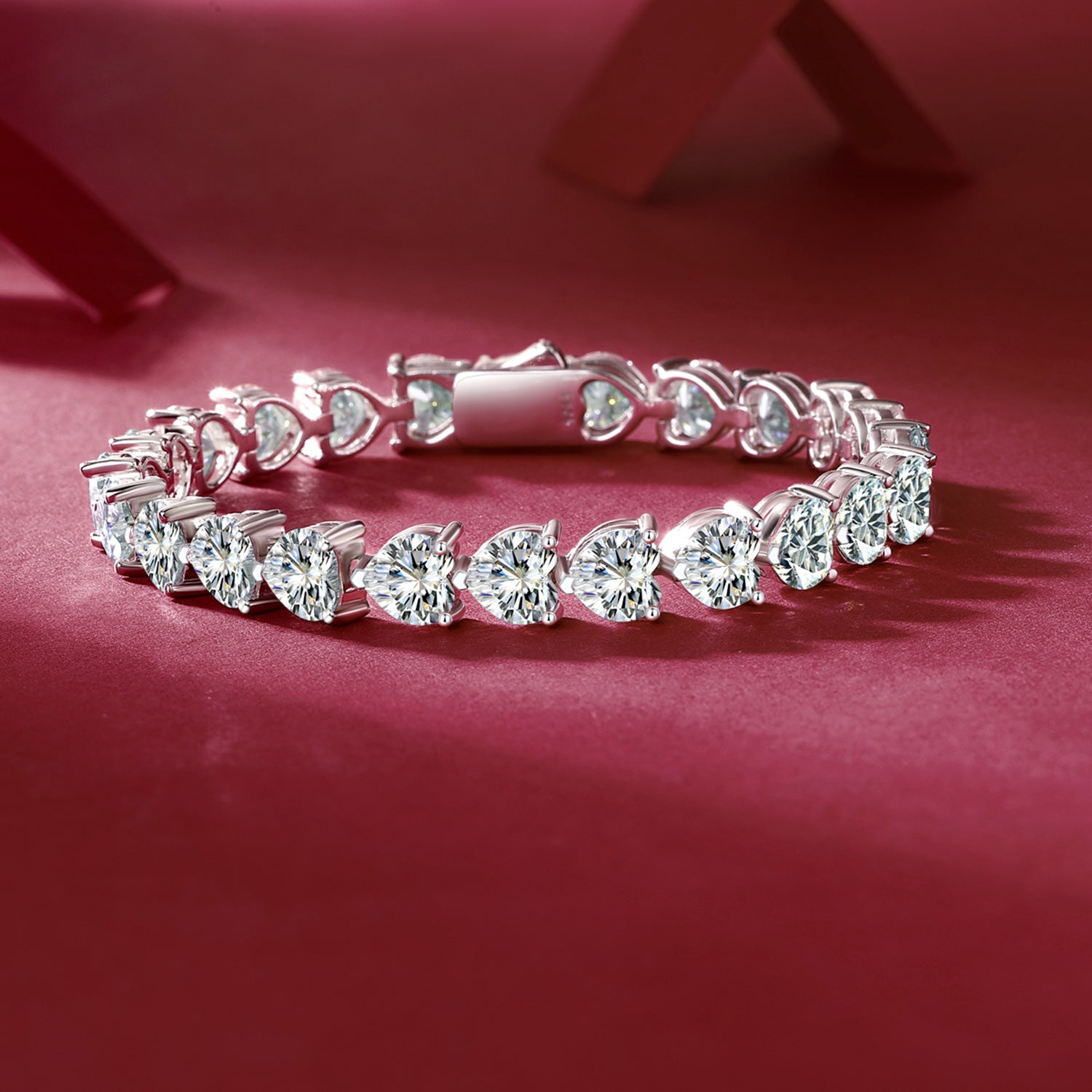 24 Carat Moissanite 925 Sterling Silver Heart Bracelet free shipping -Oh Em Gee Boutique