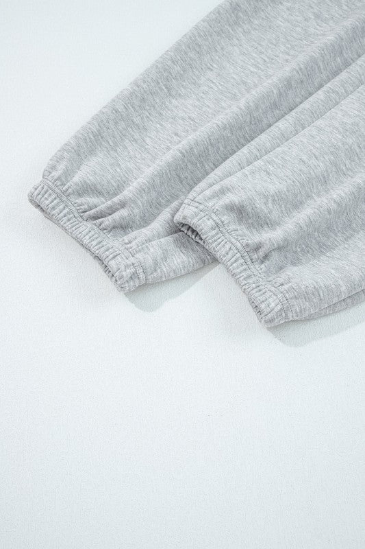 Solid Quarter-Zip Top and Drawstring Pants Set free shipping -Oh Em Gee Boutique