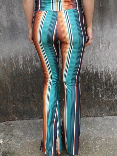 High Waist Striped Bootcut Pants free shipping -Oh Em Gee Boutique