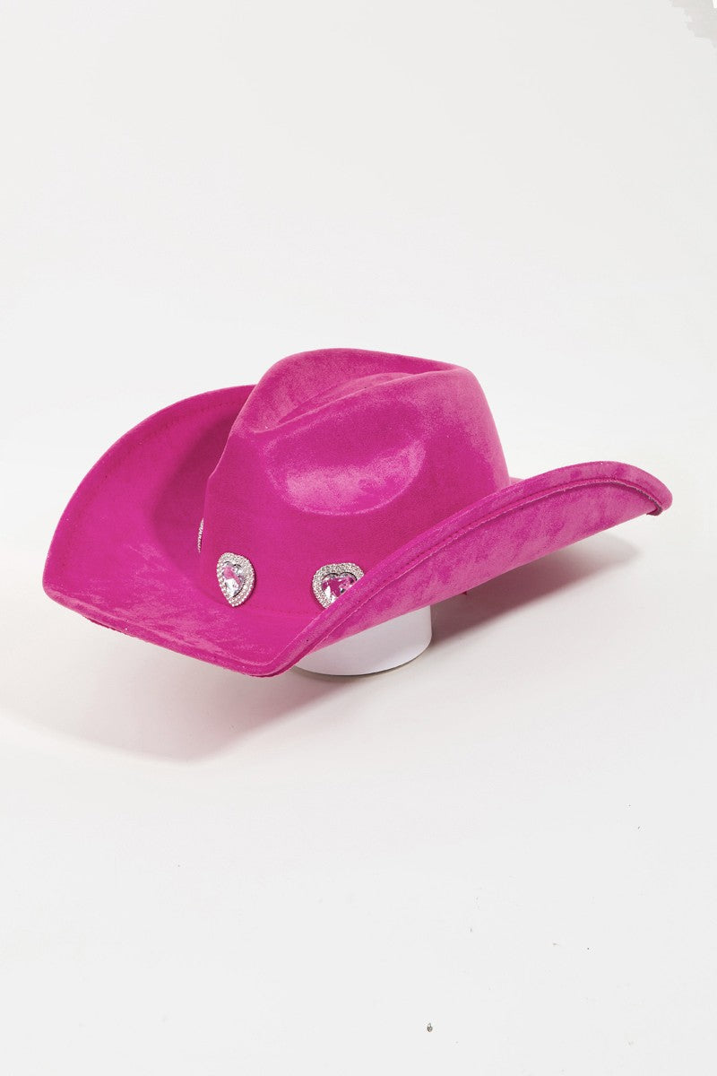 Fame Rhinestone Pave Heart Cowboy Hat free shipping -Oh Em Gee Boutique