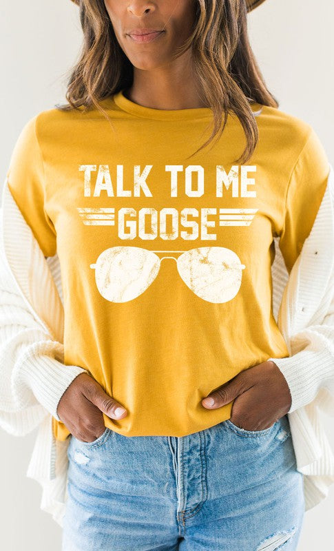 Talk to Me Goose White Ink Graphic Tee PLUS free shipping -Oh Em Gee Boutique