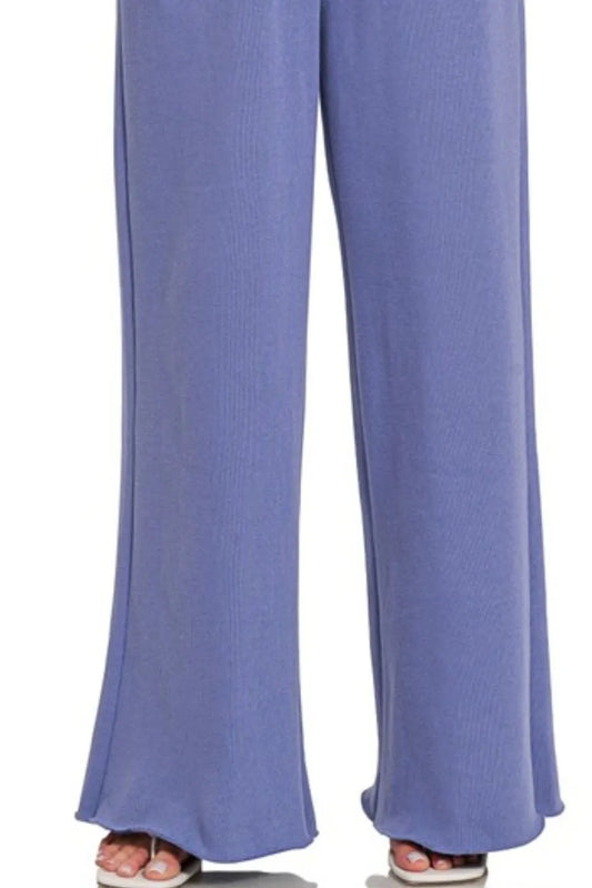 Zenana Fleece Exposed Seam Wide Leg Sweatpants free shipping -Oh Em Gee Boutique