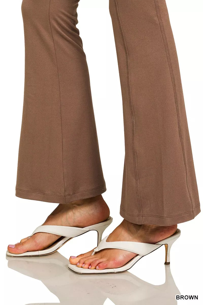 Zenana Brushed Dty Microfiber Flare Pants free shipping -Oh Em Gee Boutique