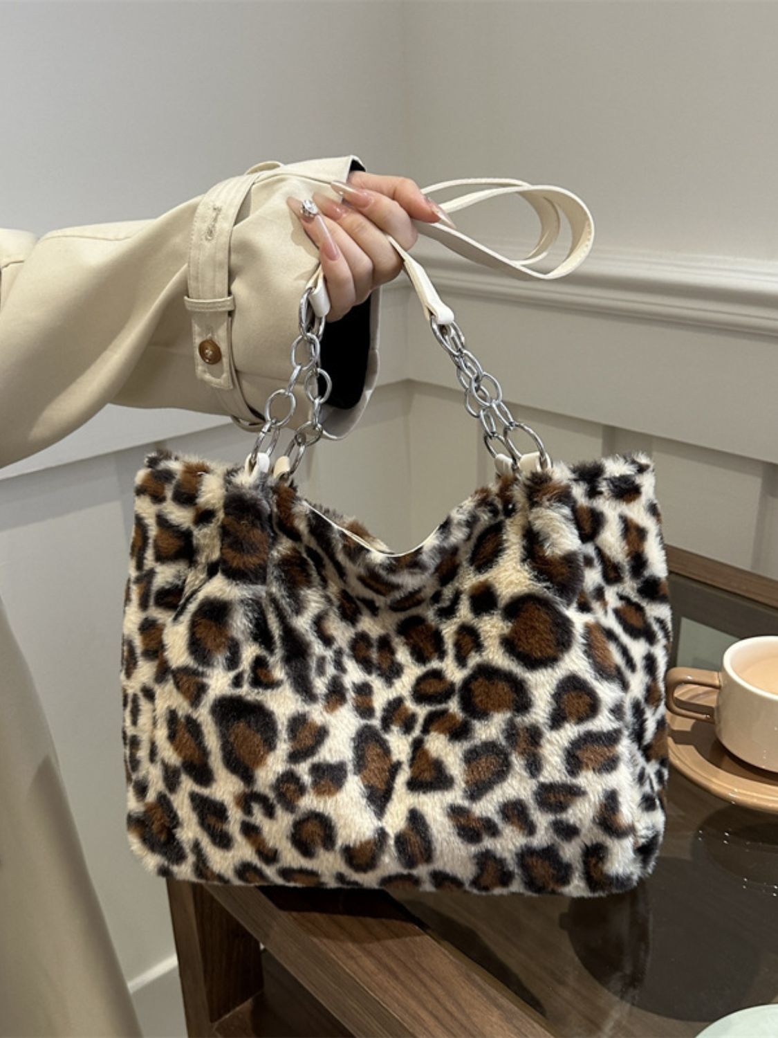 Faux Fur Leopard Shoulder Bag free shipping -Oh Em Gee Boutique