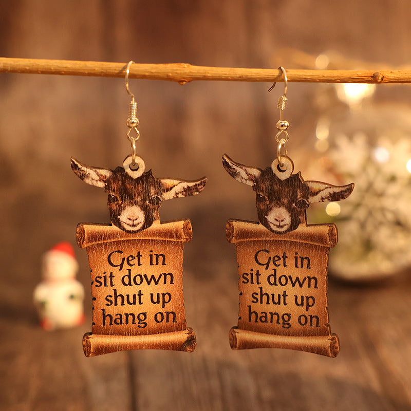 Donkey Letter Wooden Dangle Earrings free shipping -Oh Em Gee Boutique