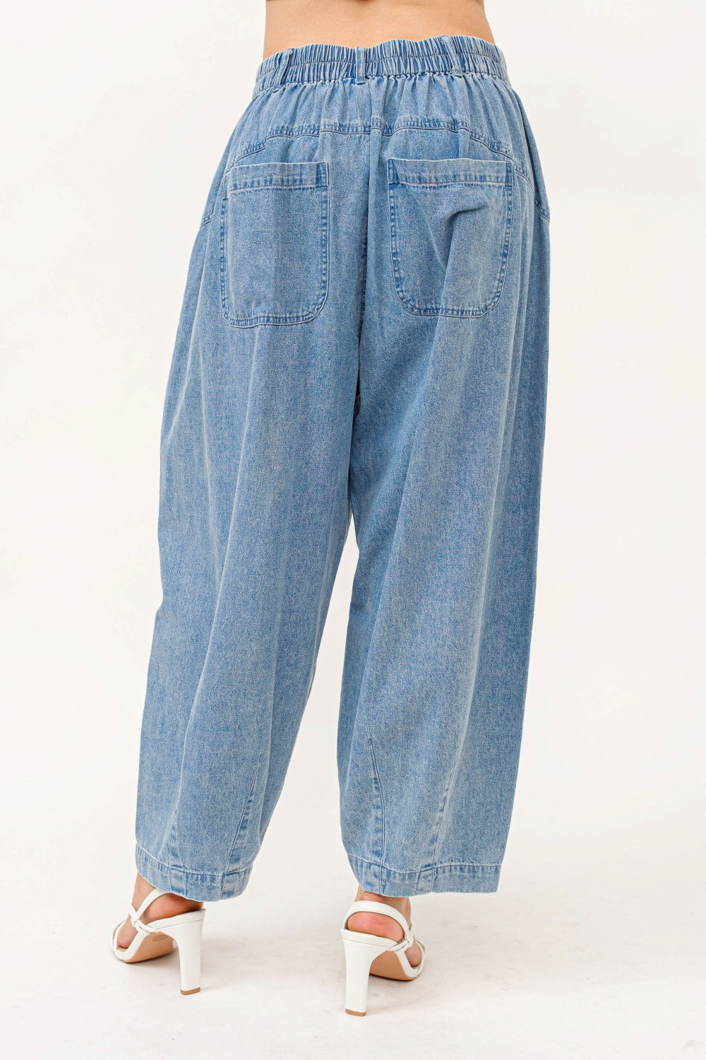 And The Why Elastic Back Pleated Baggy Jeans free shipping -Oh Em Gee Boutique