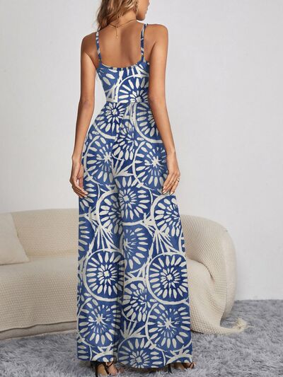 FAM-FAM Decorative Button Spaghetti Strap Wide Leg Jumpsuit free shipping -Oh Em Gee Boutique