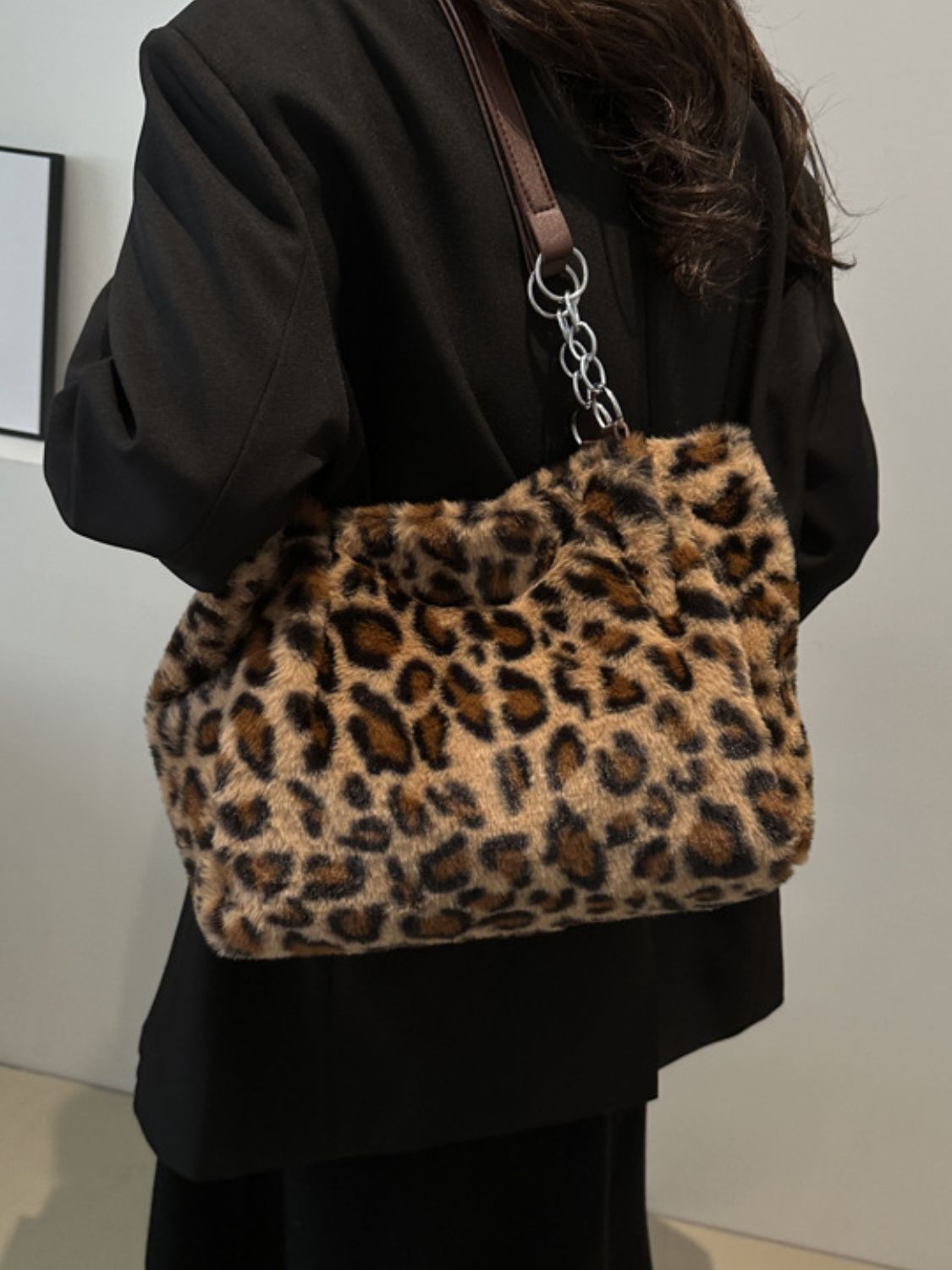 Faux Fur Leopard Shoulder Bag free shipping -Oh Em Gee Boutique