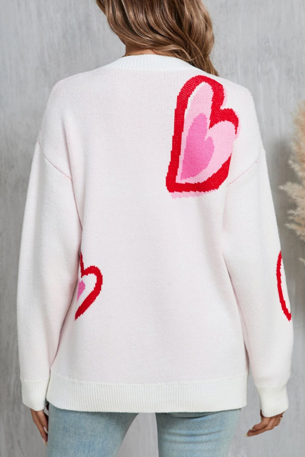 Angel Wings Heart Round Neck Long Sleeve Sweater free shipping -Oh Em Gee Boutique