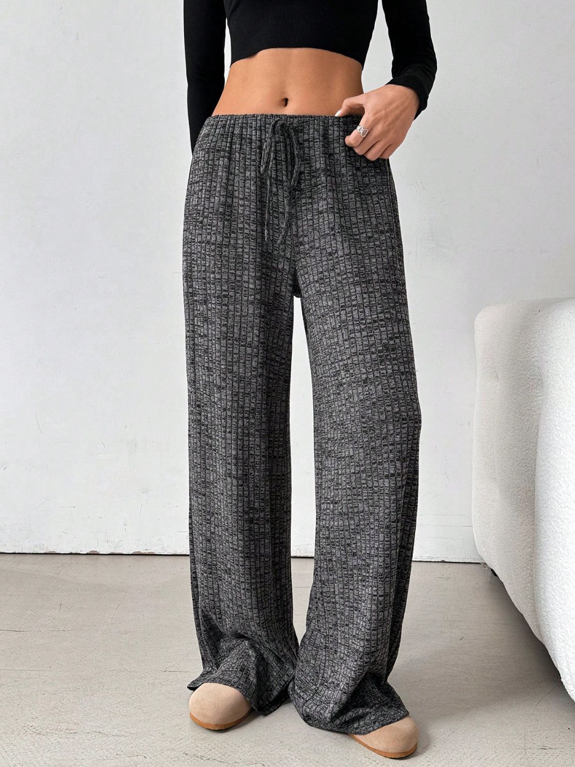 Tied Striped Wide Leg Pants free shipping -Oh Em Gee Boutique