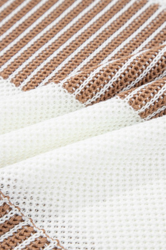 Stripe Patchwork Drop Shoulder Sweater free shipping -Oh Em Gee Boutique