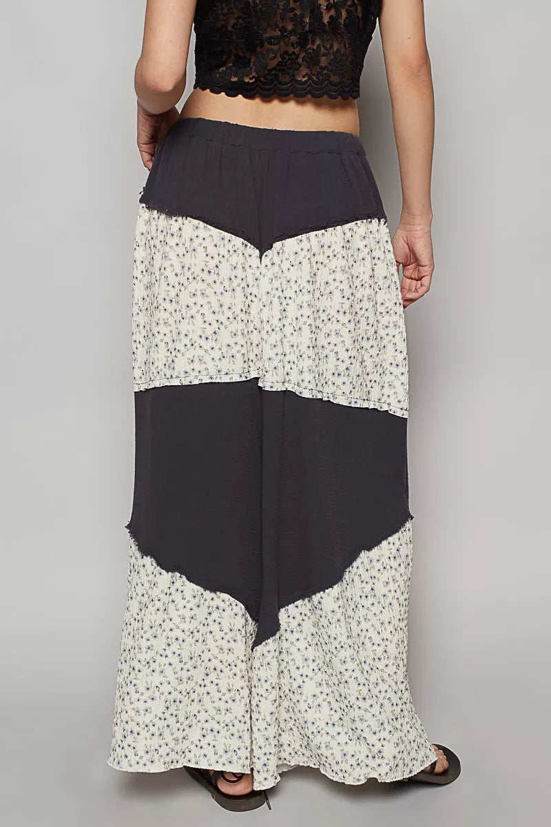 POL Contrast Floral Drawstring Wide Leg Pants free shipping -Oh Em Gee Boutique