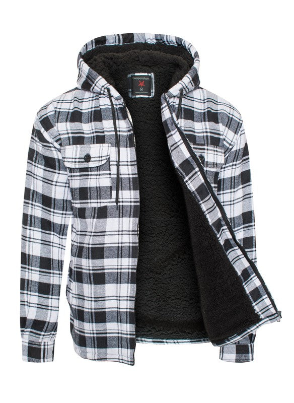 Men's Flannel Sherpa Lining Jacket free shipping -Oh Em Gee Boutique