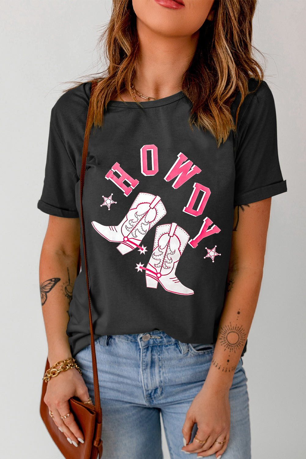 HOWDY Cowboy Boots Graphic Tee free shipping -Oh Em Gee Boutique
