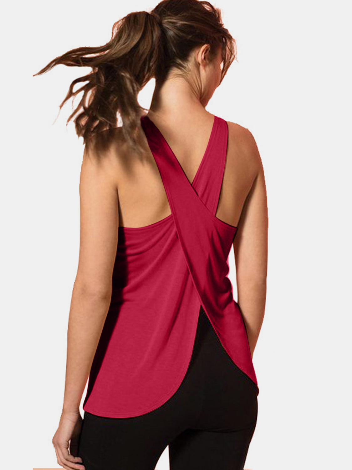 Crisscross Scoop Neck Active Tank free shipping -Oh Em Gee Boutique