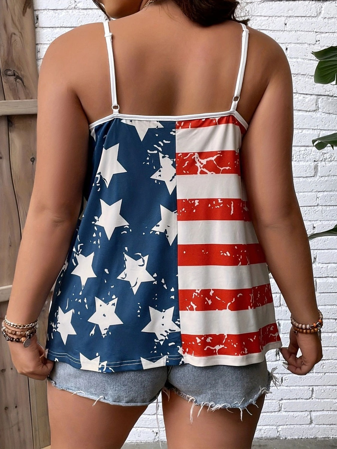 Star and Stripes V-Neck Cami free shipping -Oh Em Gee Boutique