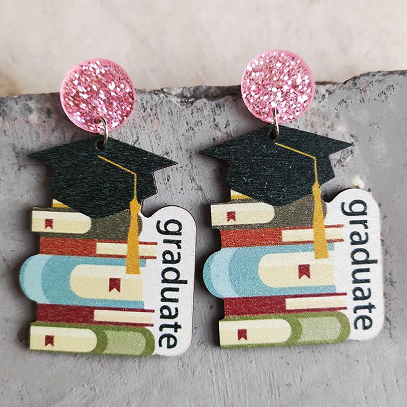 School Theme Wooden Dangle Earrings free shipping -Oh Em Gee Boutique