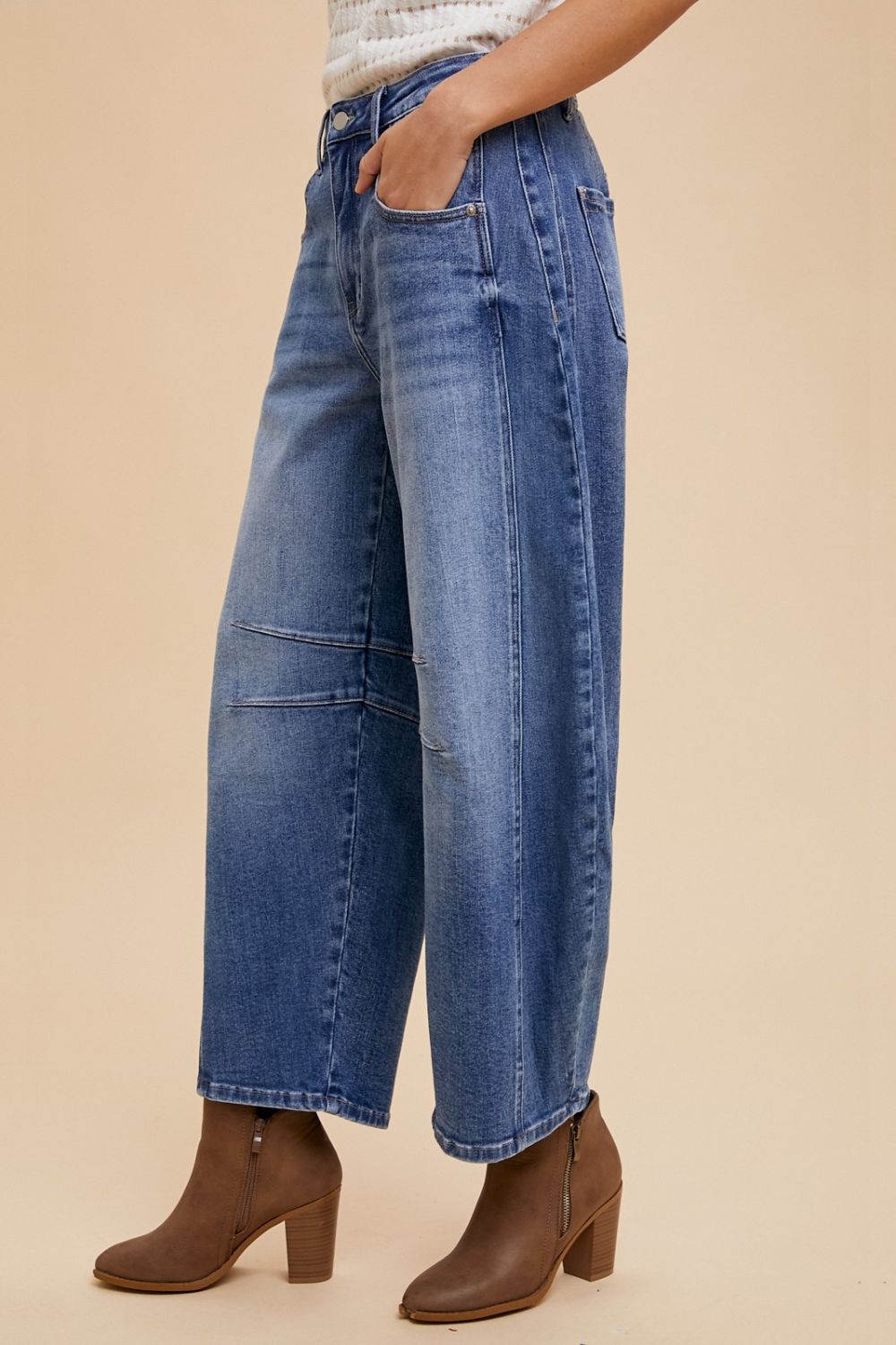 Annie Wear Mid Rise Barrel Leg Jeans with Pockets free shipping -Oh Em Gee Boutique