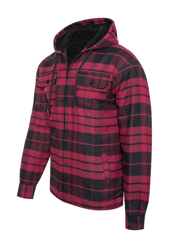 Men's Flannel Sherpa Lining Jacket free shipping -Oh Em Gee Boutique