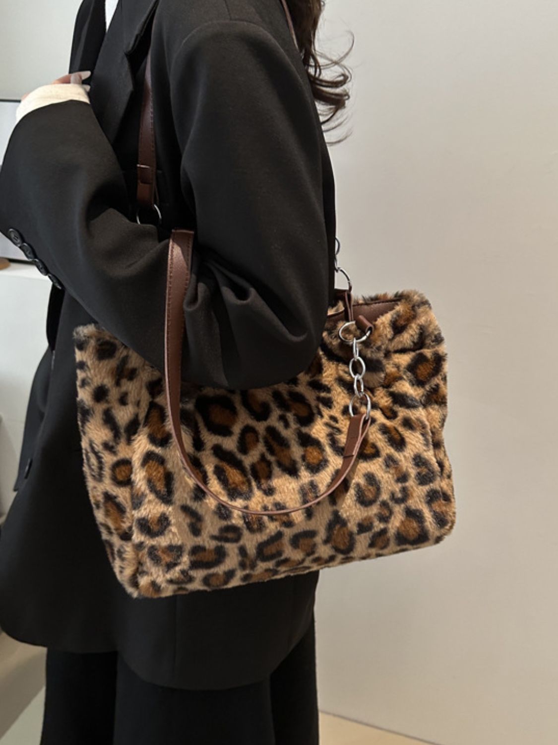 Faux Fur Leopard Shoulder Bag free shipping -Oh Em Gee Boutique