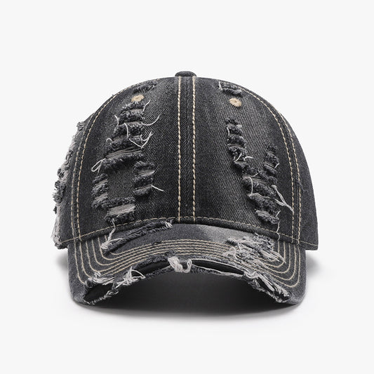 Distressed Adjustable Cotton Baseball Cap free shipping -Oh Em Gee Boutique