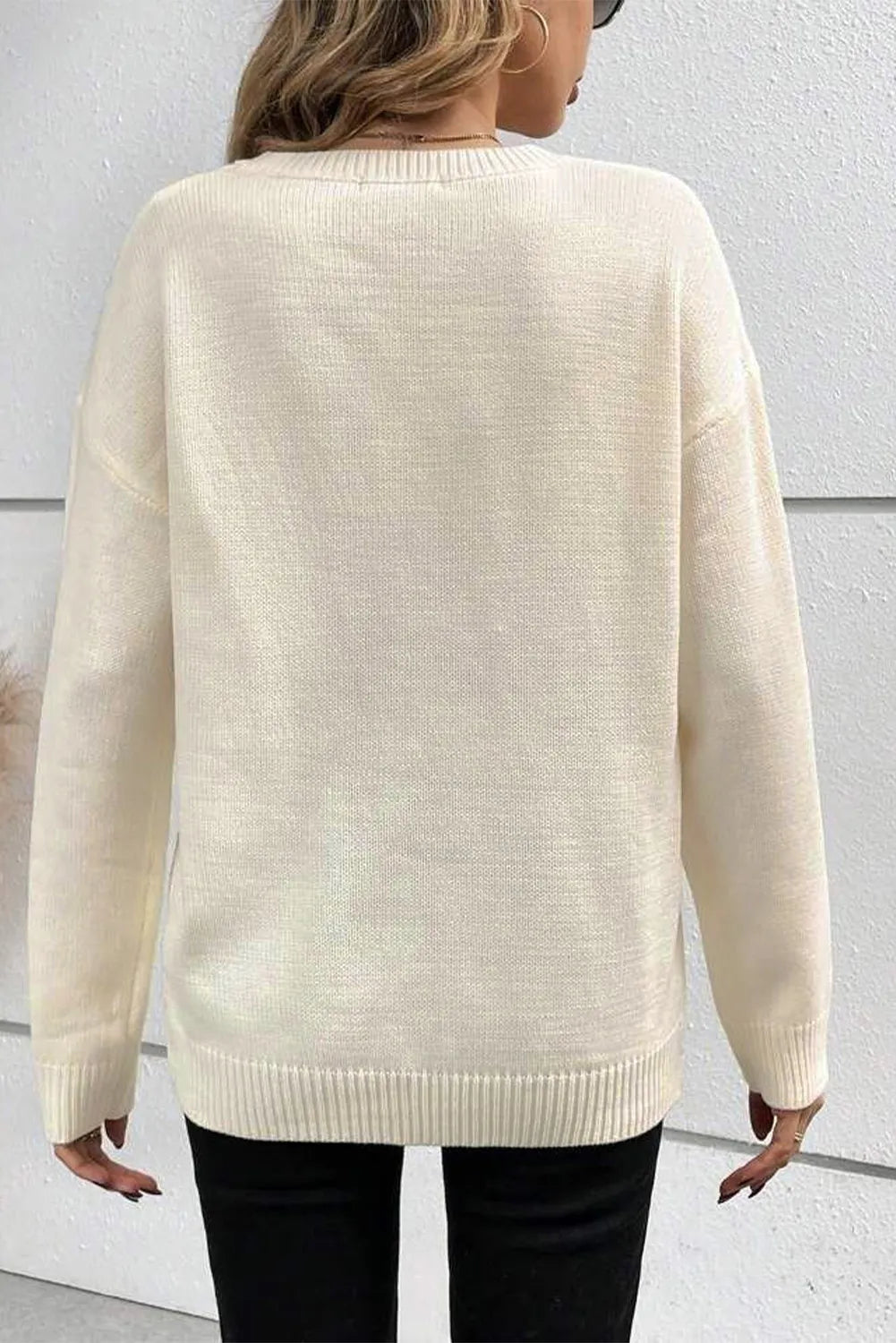 BOO Round Neck Long Sleeve Sweater free shipping -Oh Em Gee Boutique