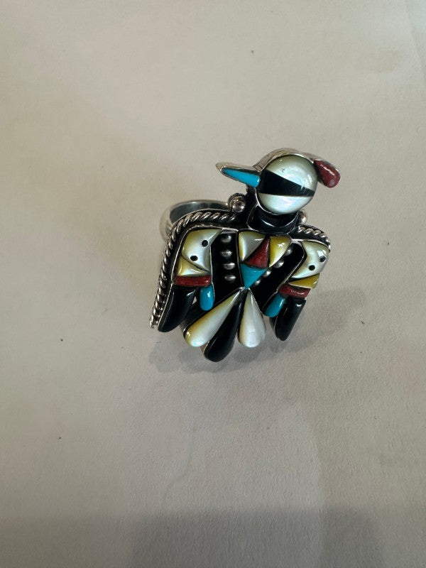 Handmade Sterling Silver & Multi Stone Inlay Thunderbird free shipping -Oh Em Gee Boutique