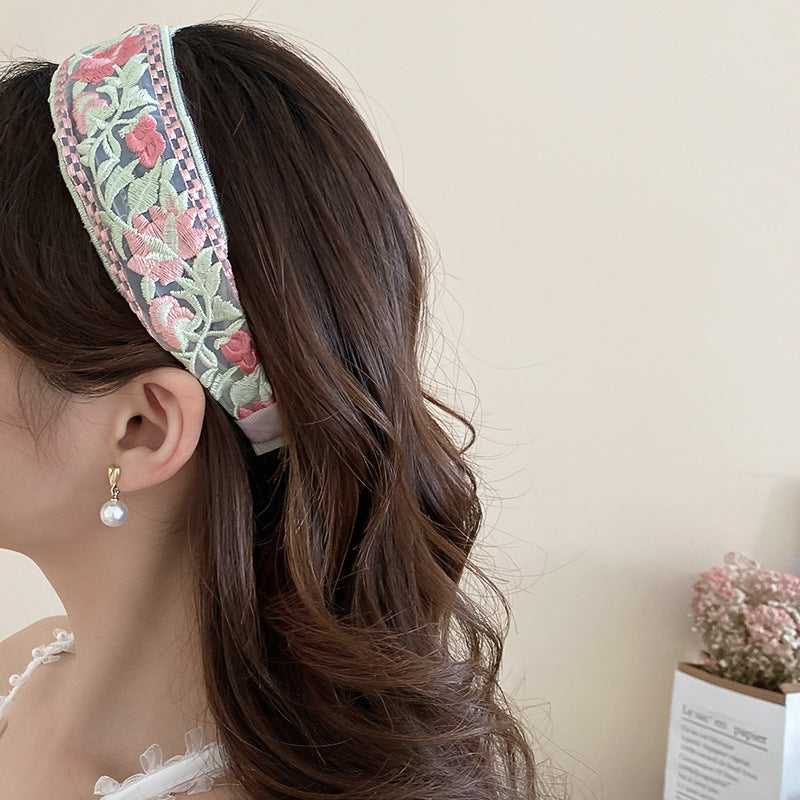 Acrylic Flower Embroidered Headband free shipping -Oh Em Gee Boutique