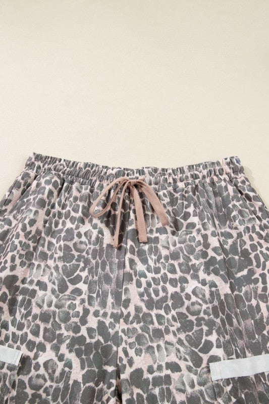 Plus Size Leopard Patch Pocket Drawstring Pants free shipping -Oh Em Gee Boutique