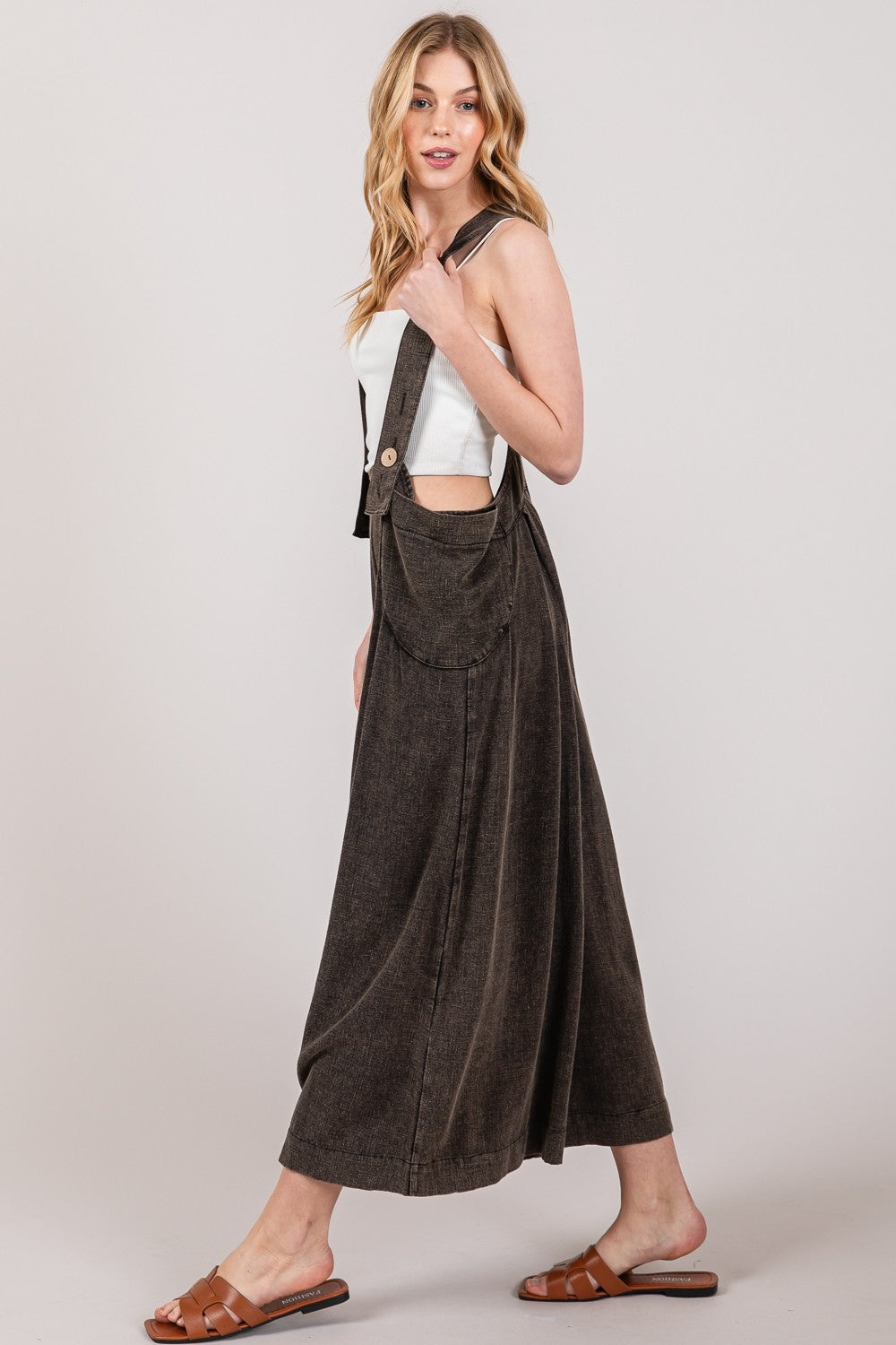 SAGE + FIG Full Size Wide Strap Wide Leg Overalls free shipping -Oh Em Gee Boutique