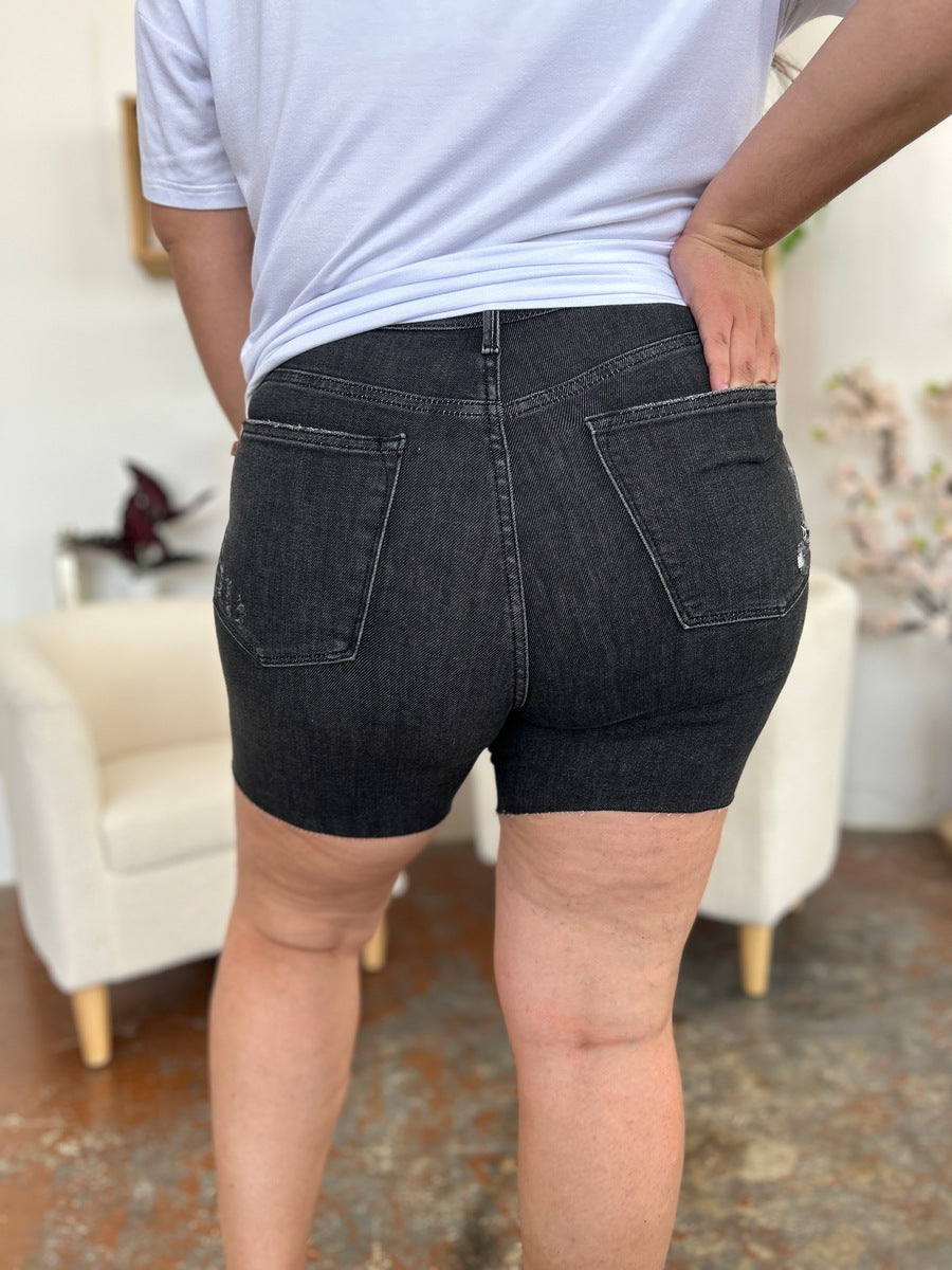 Judy Blue Full Size High Waist Tummy Control Denim Shorts free shipping -Oh Em Gee Boutique